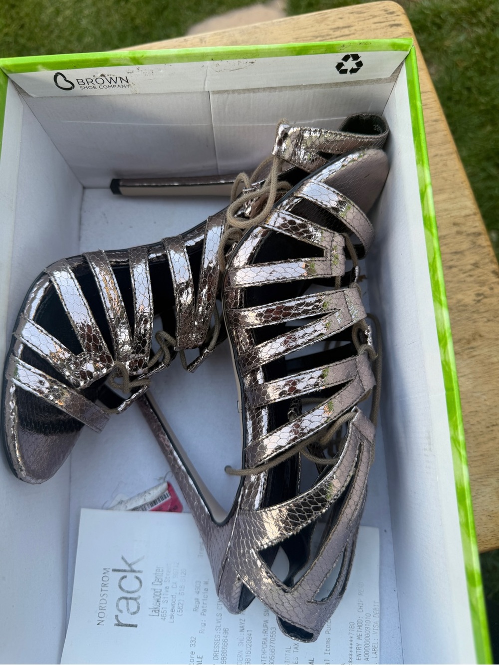Stuart Weitzman Rose Metallic Snake-Print Lace-Up Stiletto Sandals
